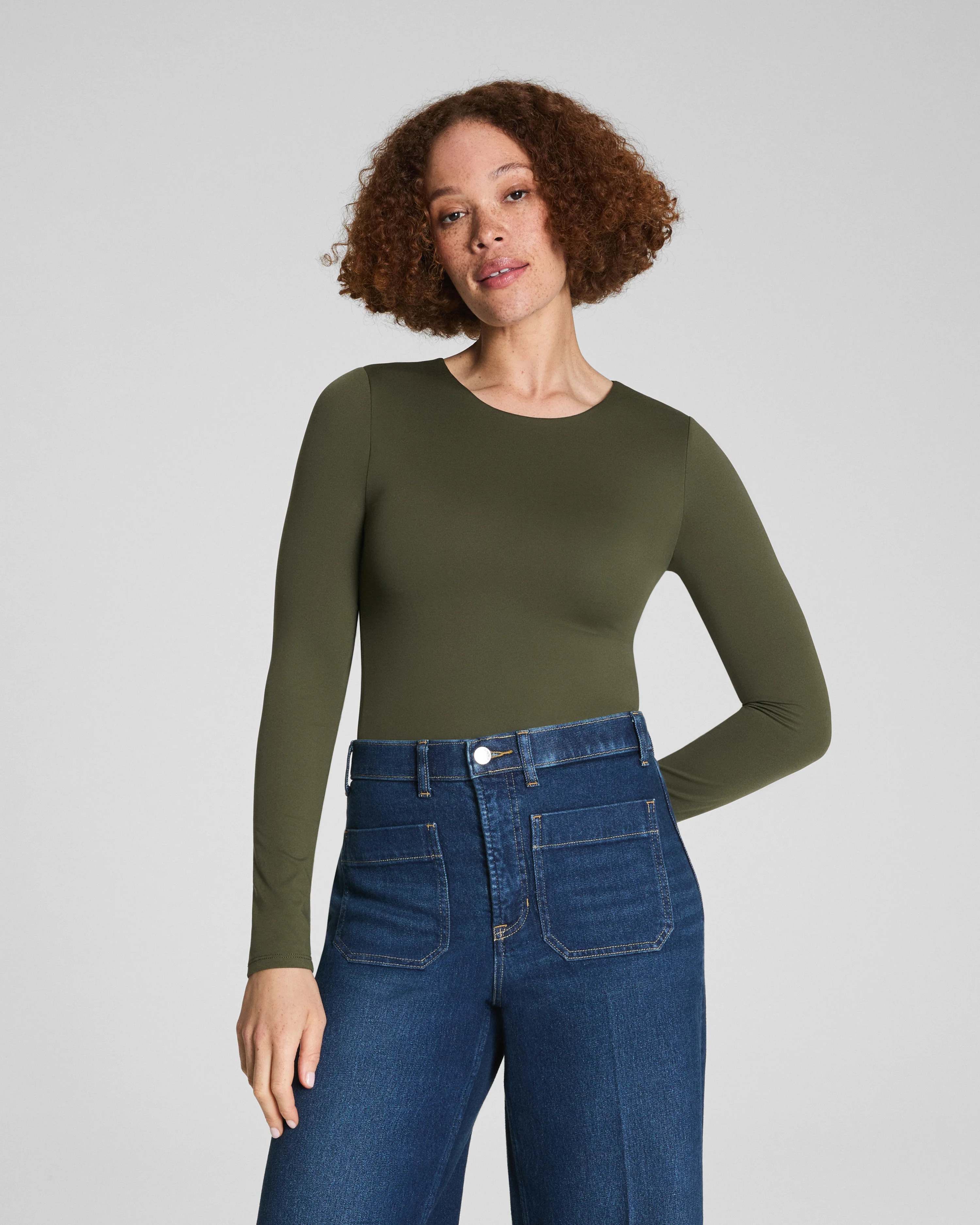 Jersey Crewneck Long Sleeve Top – Smoothing Layer | SPANX | Spanx