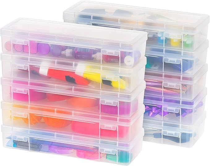 IRIS USA Large Plastic Hobby Art Craft Supply Organizer Storage Box with Snap-Tight Closure Latch... | Amazon (US)