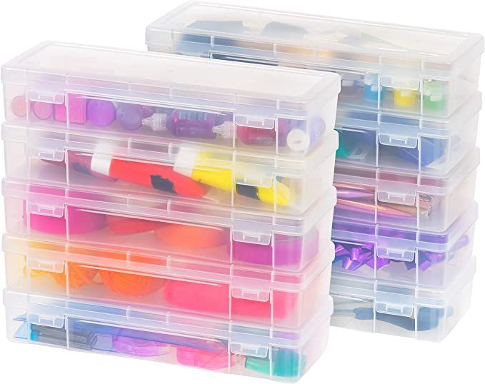 IRIS USA Large Plastic Hobby Art Craft Supply Organizer Storage Box with Snap-Tight Closure Latch... | Amazon (US)