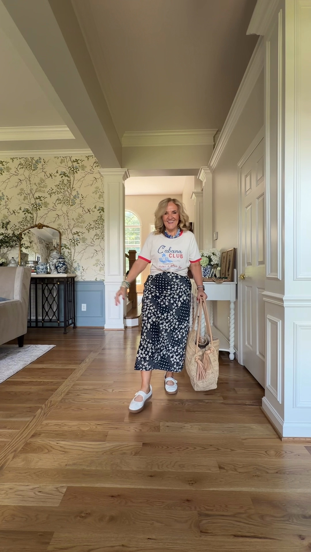 This Cabana Club tee and printed slip skirt are such a fun combination! The graphic tee has just enough color to complement the navy floral print, and a simple front tuck keeps the silhouette flattering. It's an easy, comfortable outfit that's perfect for casual summer days.

💡 LTK MADE EASY
❤️ Heart = Support my posts!
📌 Save = Get sale & restock alerts
📋 Lists = Keep favorites organized
📲 Share = Send lists and products to a friend. Hello, Christmas List! 💬
💬 Comment = Ask me anything about sizing or fit. :-)

#LTKootd #LTKOver40 #LTKSaleAlert