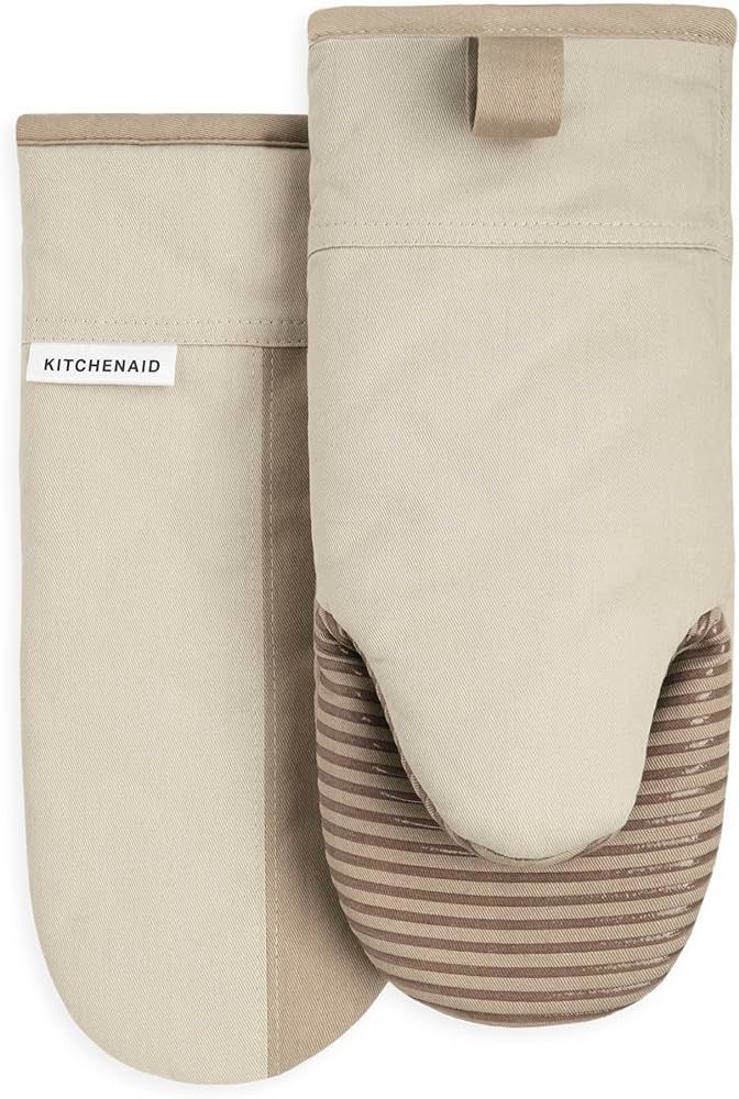 KitchenAid Beacon Two-Tone Non-Slip Oven Mitt Set, Milkshake/Beige, 5.75"x13", 2 Piece | Amazon (US)