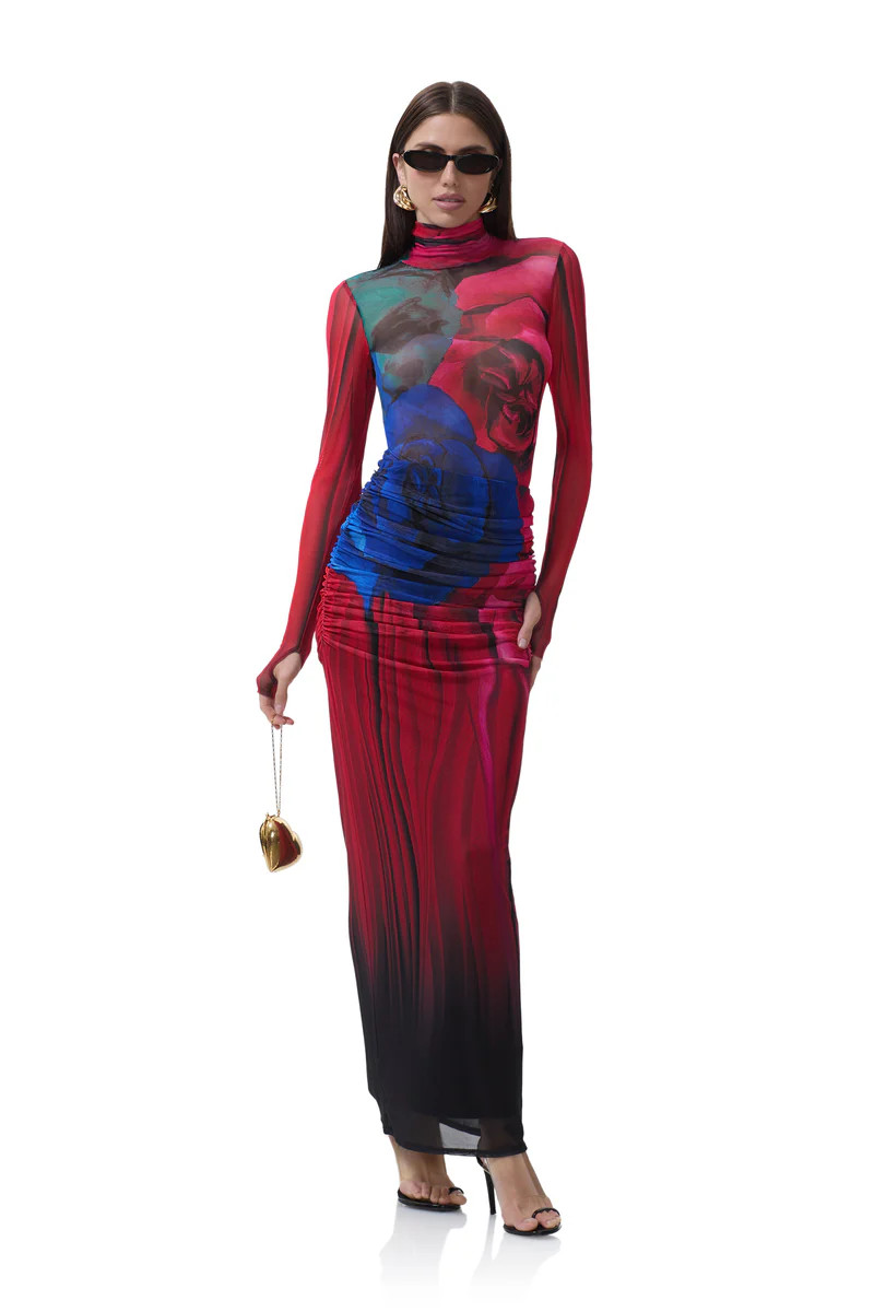 Bevin Skirt - Multi Blur Rose | ShopAFRM