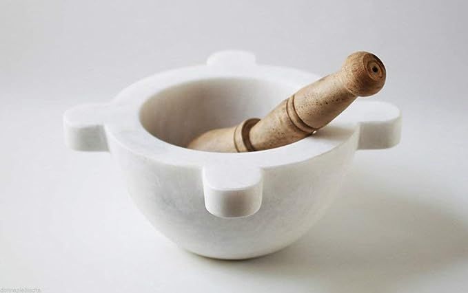 Mortaio da Cucina Classico in Marmo Bianco con Pestello Legno White Marble Mortar with Wood Pestl... | Amazon (US)