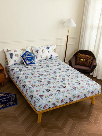 HARRY POTTER X SHEIN Full-Size Printed Bedsheet | SHEIN