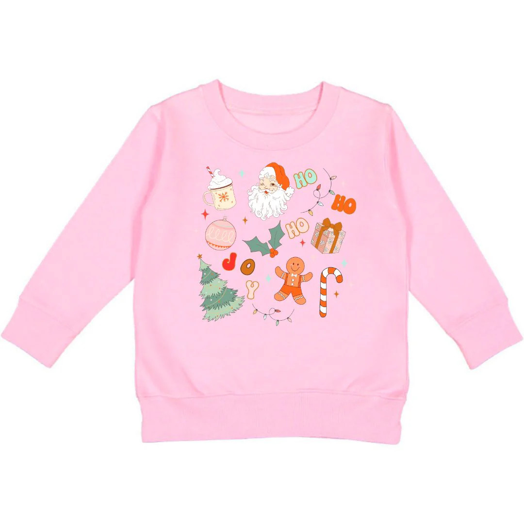 Christmas Doodle Sweatshirt - Pink | Sweet Wink