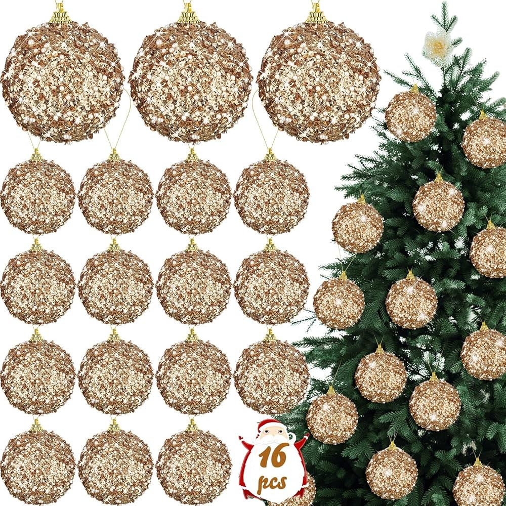Liliful 3.15" Large Christmas Ball Ornaments Glitter Christmas Decorations Tree Balls Christmas H... | Amazon (US)