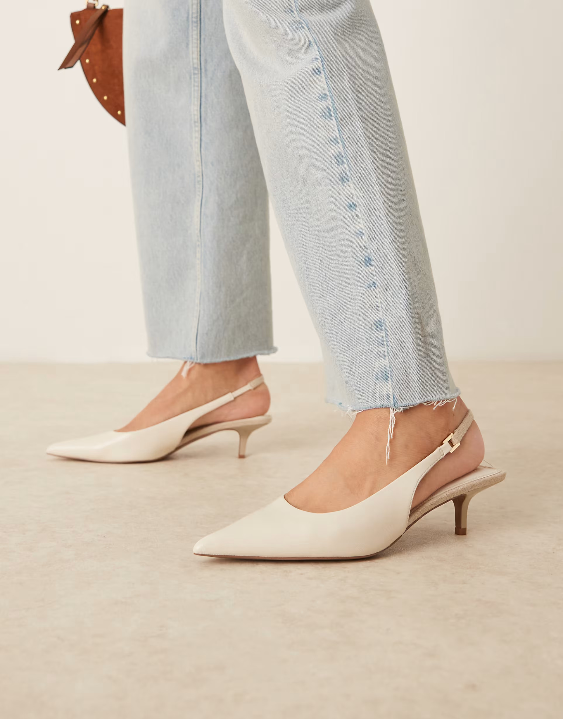 ASOS DESIGN Sunday slingback kitten heel in off white | ASOS | ASOS (Global)