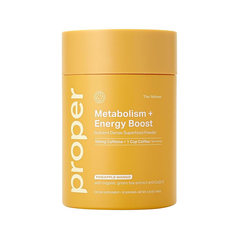 Proper, The Yellows Metabolism and Energy Boost, Sugar Free Energy Drink Powder with 100mg Caffei... | Amazon (US)