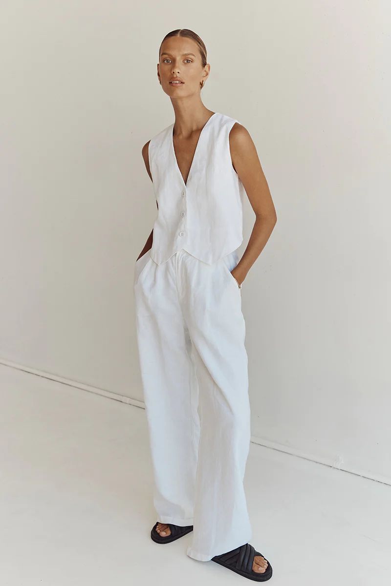 NORAH WHITE LINEN PANT | DISSH