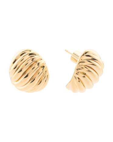 Made In Italy 14kt Gold Polished Ribbed Earrings | TJ Maxx