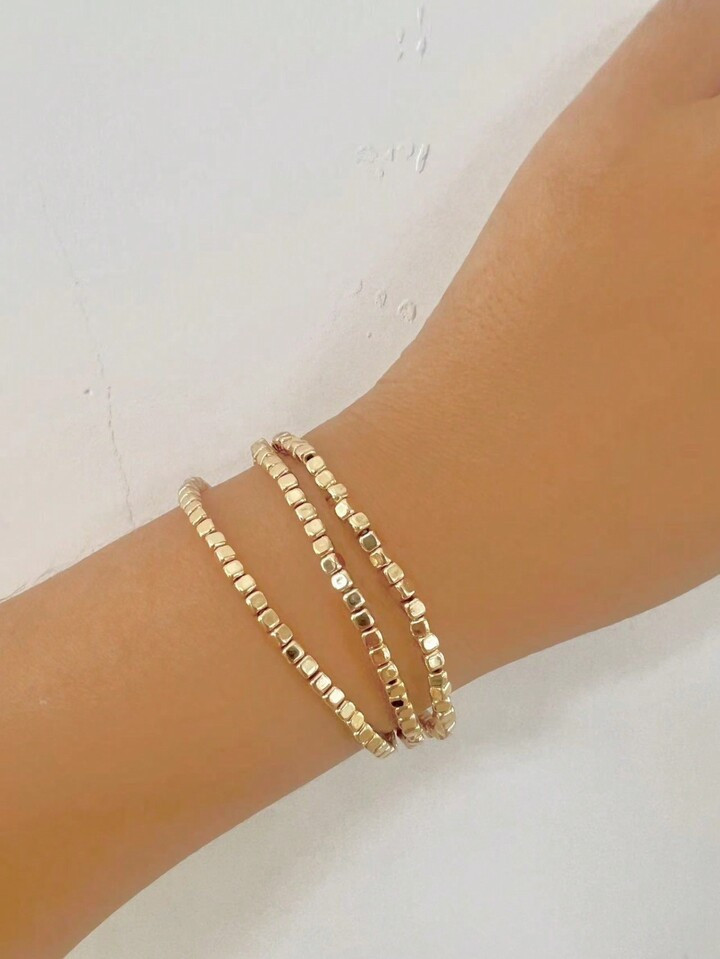 3pcs Winter Acrylic Cube Beaded Bracelet, Can Be Worn Separately Or Stacked | SHEIN