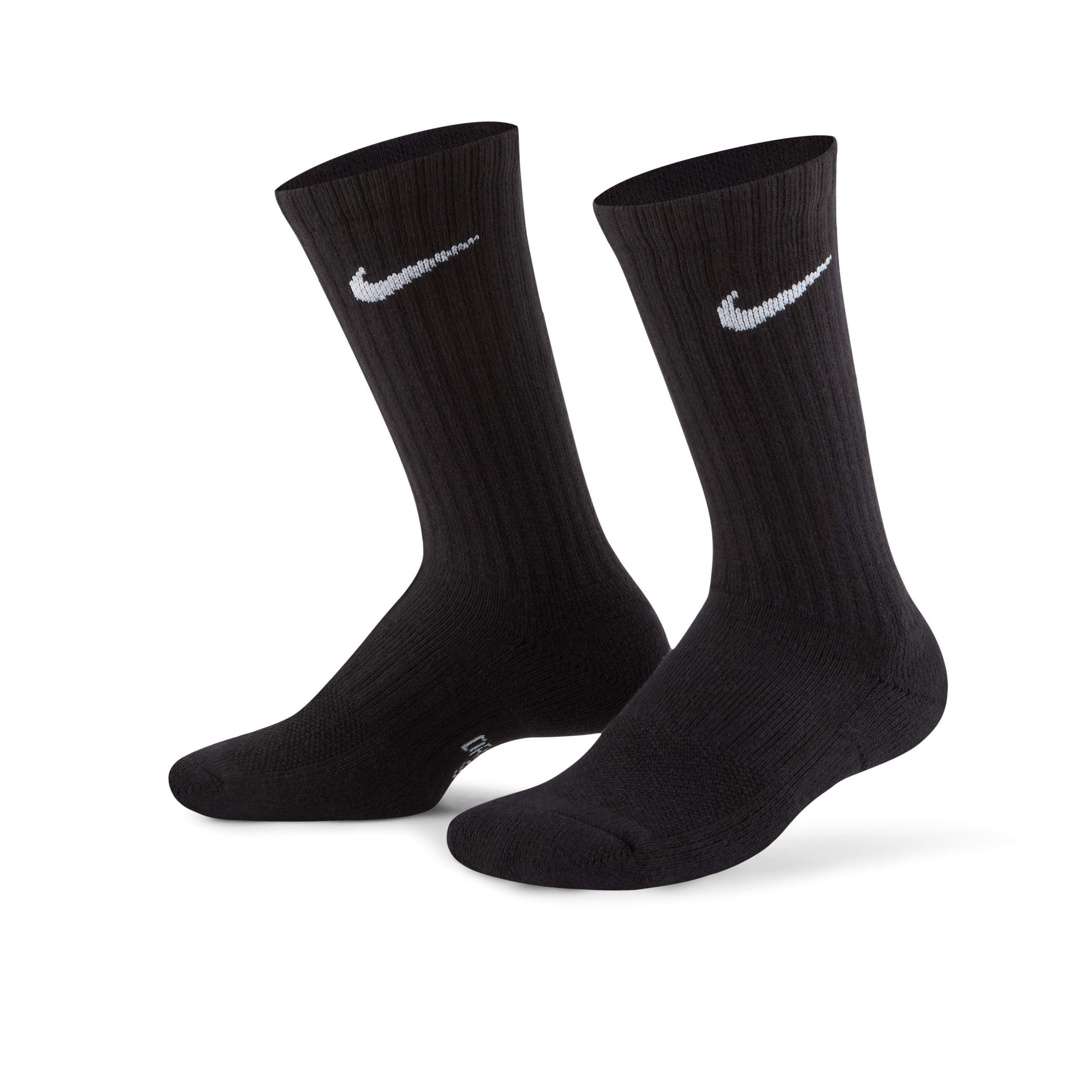 Nike Everyday Kids' Cushioned Crew Socks (3 Pairs) in Black | SX6842-010 | Nike (US)