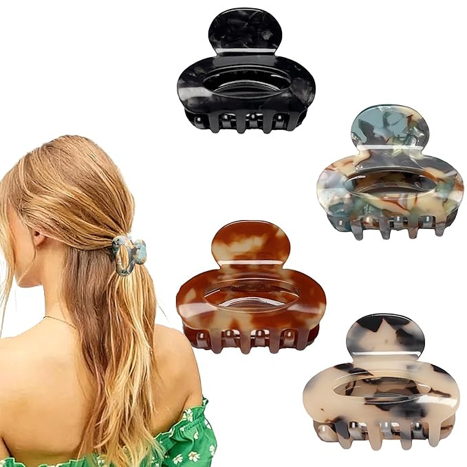 4PCS Small Claw Clips for Women,Acetate Medium Claw Clips for Half-Hairstyle Cute 1.8Inch Tortois... | Amazon (US)