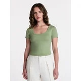 Time and Tru Women's Ribbed Scoop Neck Tee with Short Sleeves, Sizes XS-XXXL | Walmart (US)