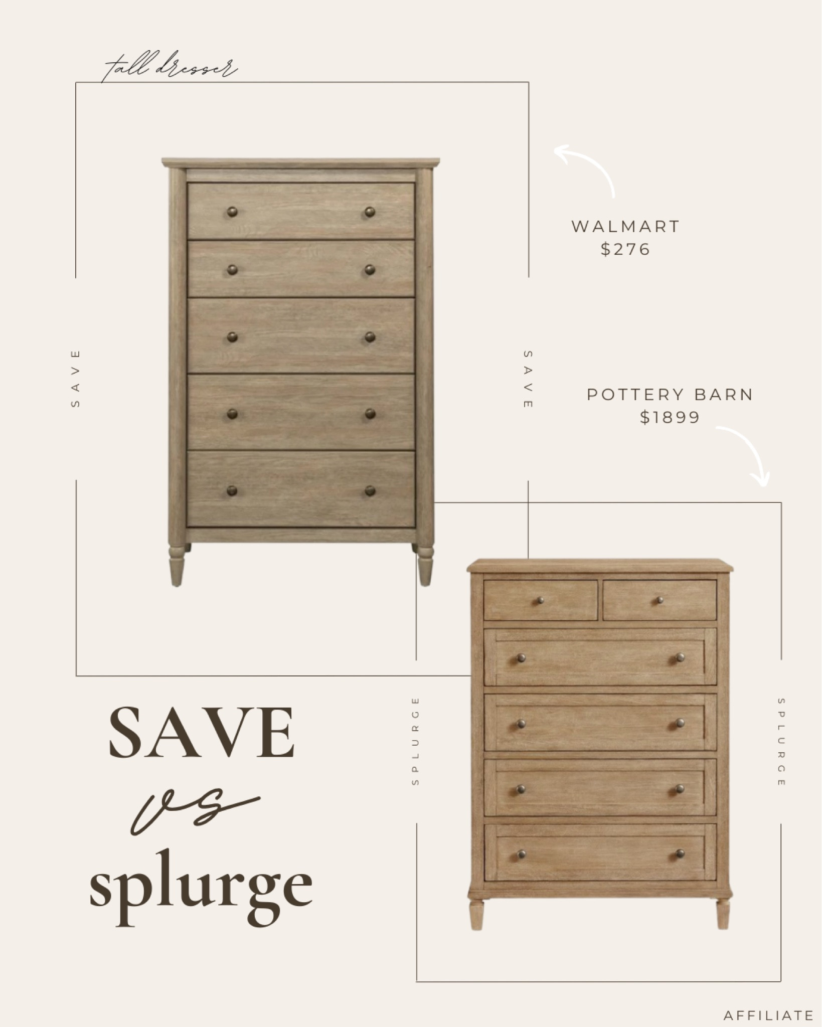 Save or splurge, designer look for less 🤍

Tall dresser, My Texas House, Walmart home, Pottery Barn 

#LTKSaleAlert #LTKHome