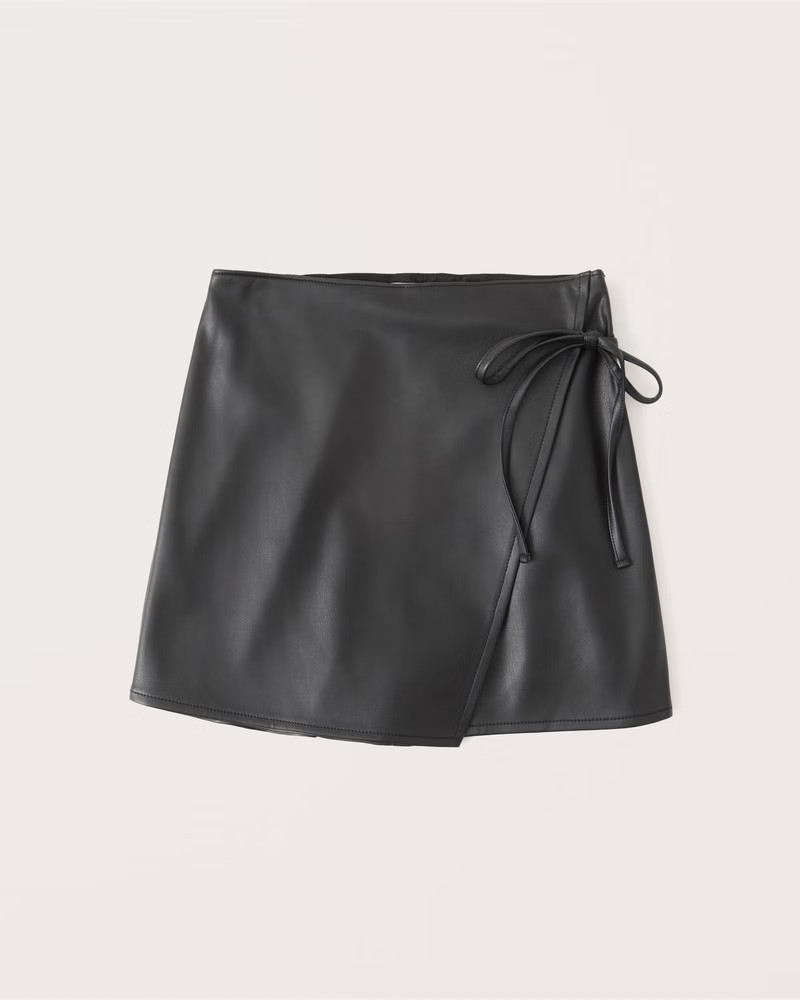 Vegan Leather Tie Skort | Abercrombie & Fitch (US)