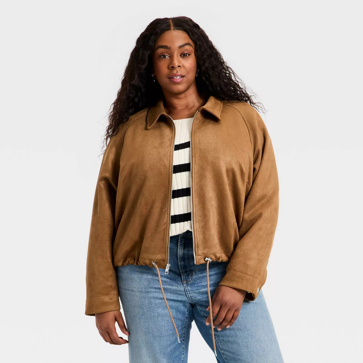 Women's Suede Bubble Bomber Jacket - Universal Thread™ Brown | Target