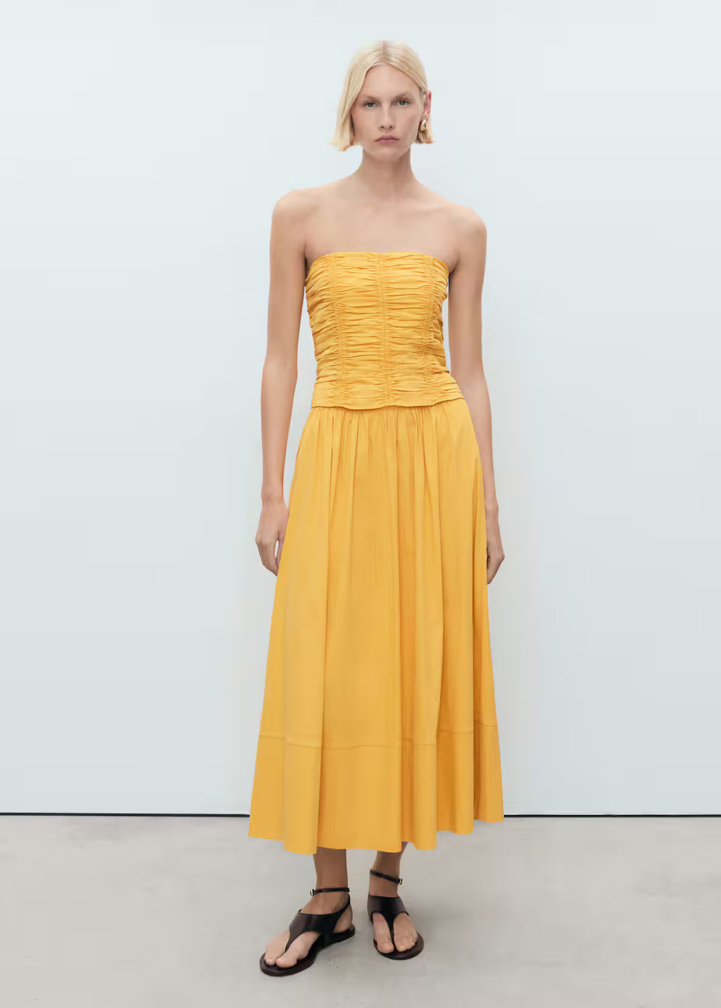 Long gathered skirt mustard - Women - 0 - MANGO | Mango (US/MX/AU)