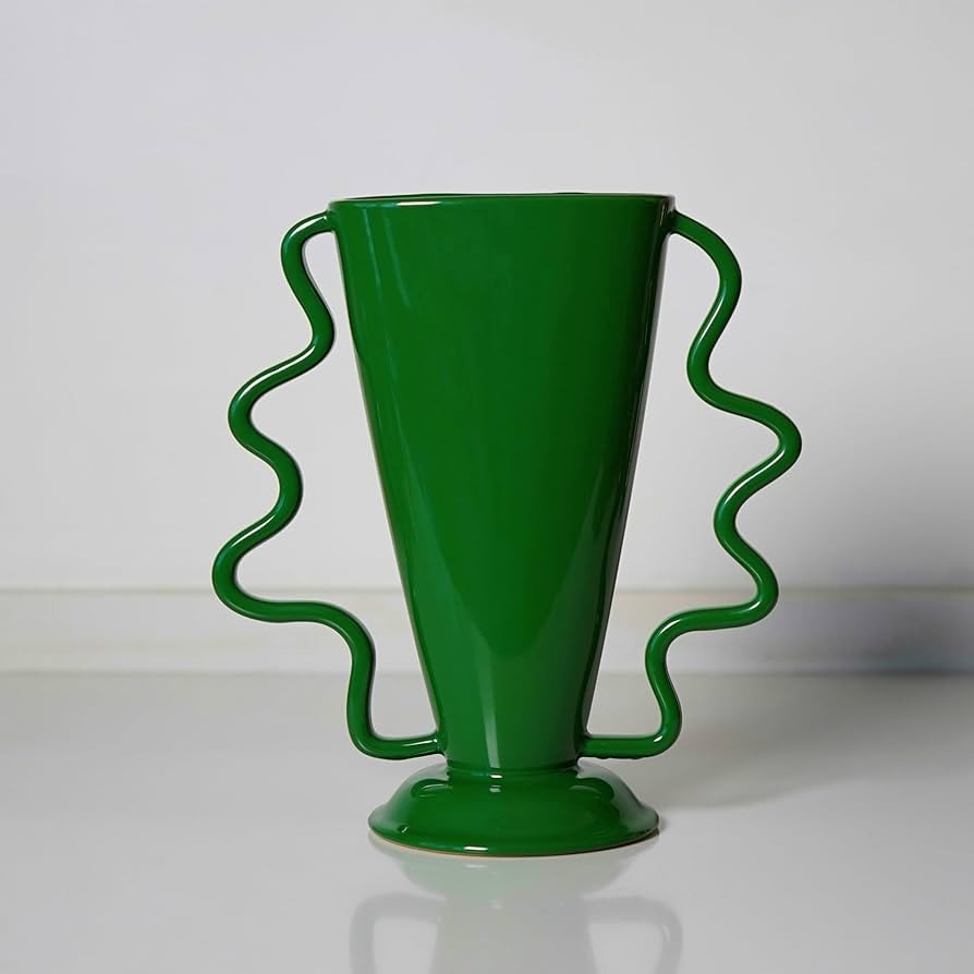 Green Rotary Vase Medieval Flower Vessel Living Room Entrance Personalized Simple Wabi Sabi Decor... | Amazon (US)