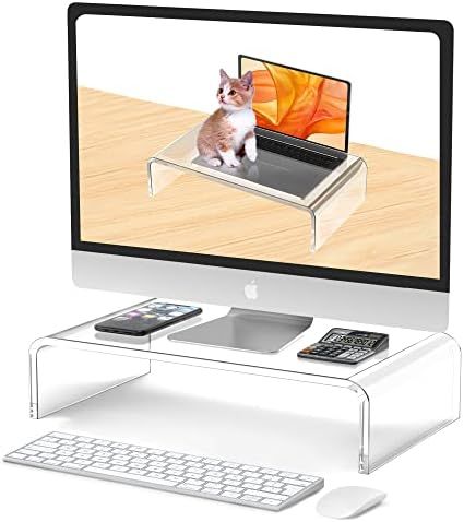 Acrylic Monitor Stand Riser Computer Monitor Riser Computer Monitor Stand or Holder Clear Monitor... | Amazon (US)