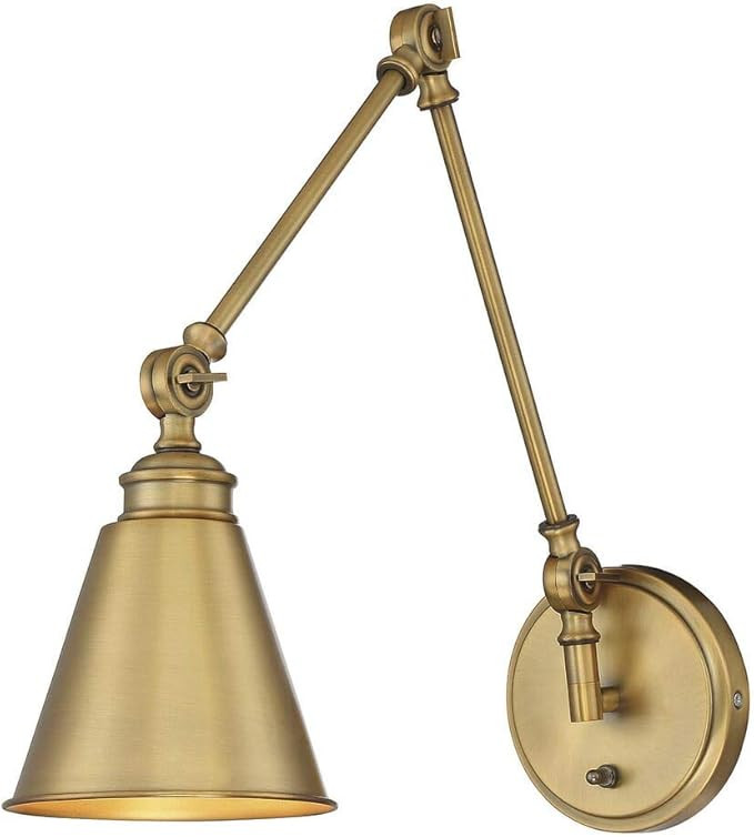 Industrial Wall Sconce Swing Arm Angle Adjustable Vintage Wall Mount Light Sconce in a New Brass ... | Amazon (US)