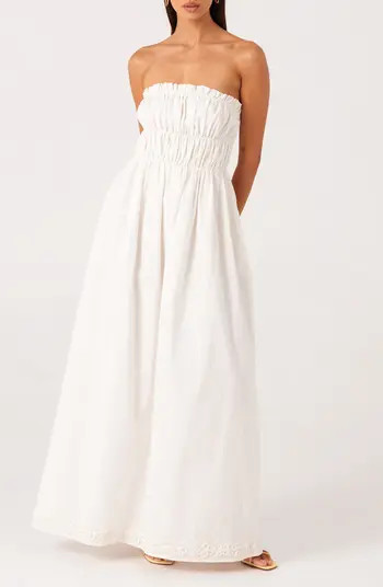 Ines Strapless Linen & Cotton Maxi Dress | Nordstrom