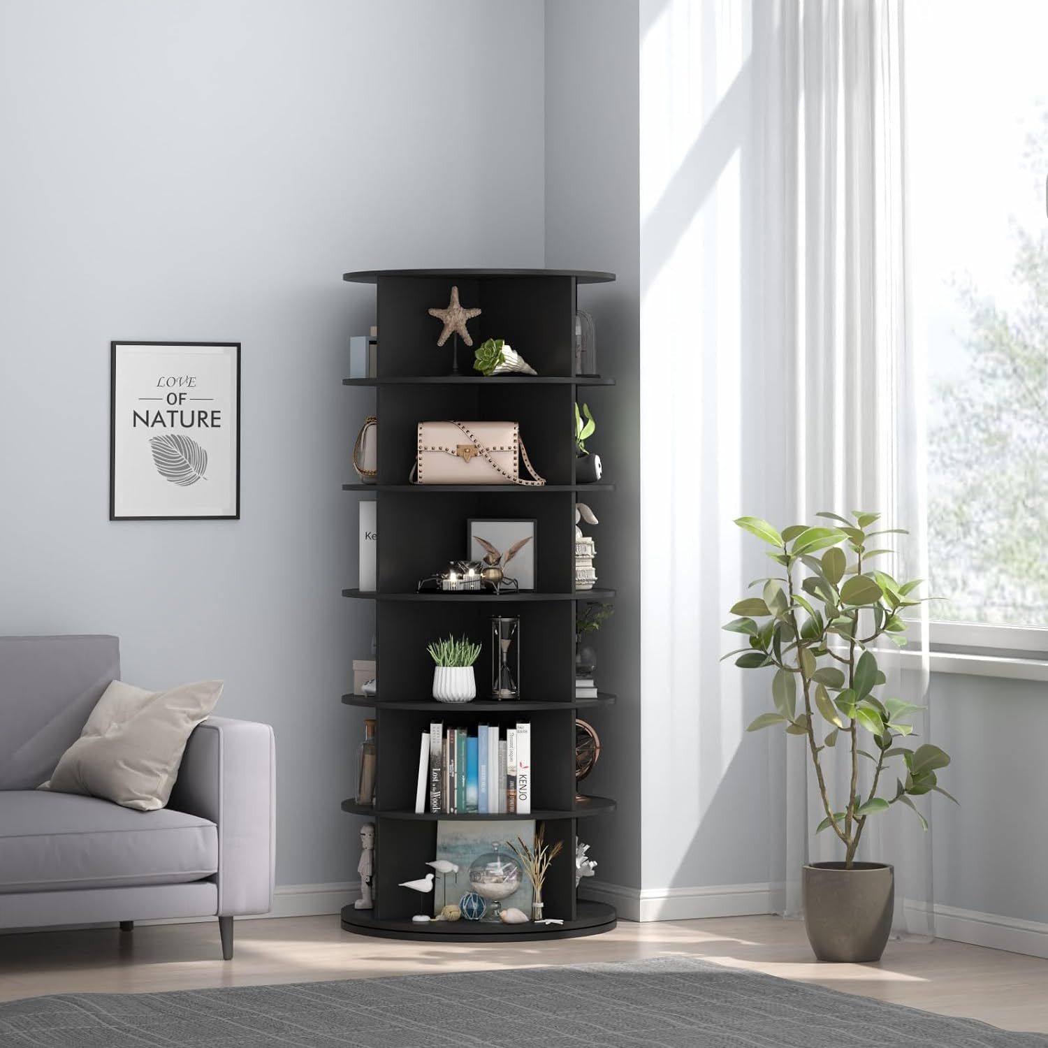 Gyfimoie Rotating Shoe Rack, 6-tier Spinning Shoe Rack Tower, Free standing 360°Revolving Shoe S... | Walmart (US)