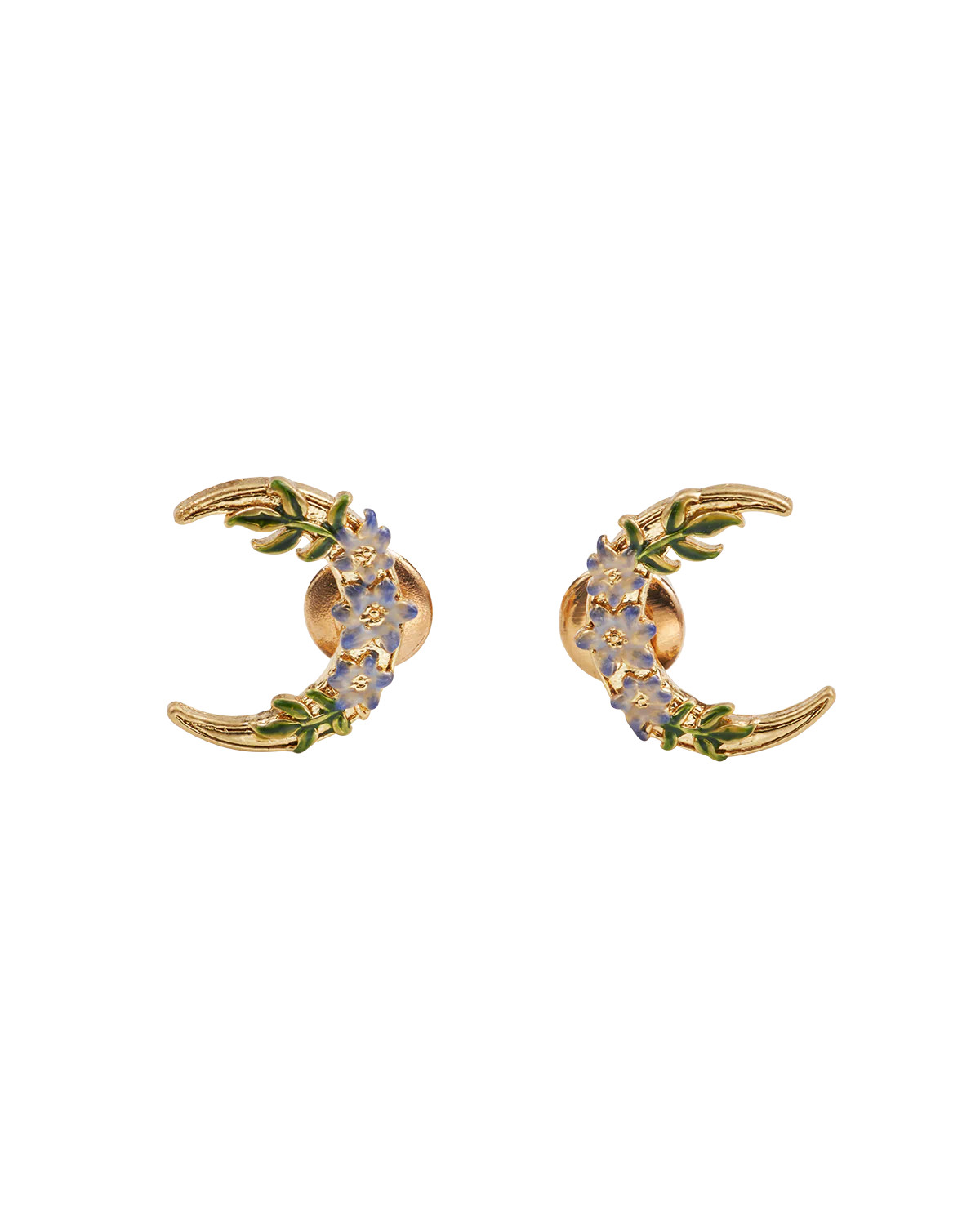 Gold Nightshade Moon Stud Earrings | Fable England