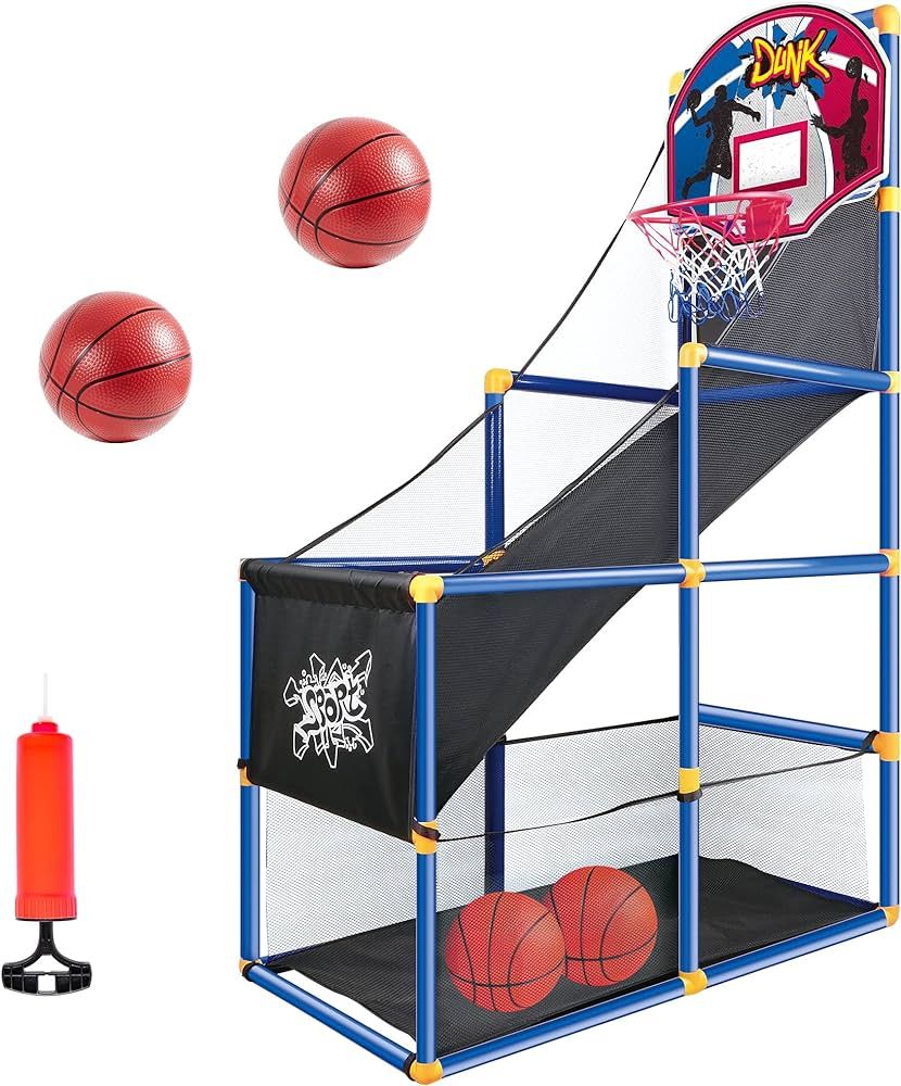 JOYIN Arcade Basketball Game Set with 4 Balls and Hoop for Kids Indoor Outdoor Sport Play - Easy ... | Amazon (US)