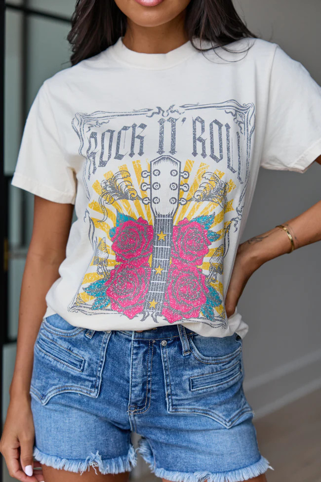 Rock N' Roll Ivory Graphic Tee | Pink Lily