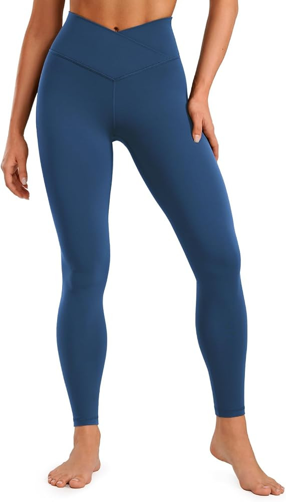 CRZ YOGA Womens Butterluxe Cross Waist Workout Leggings 28" - V Crossover High Waisted Gym Athlet... | Amazon (US)