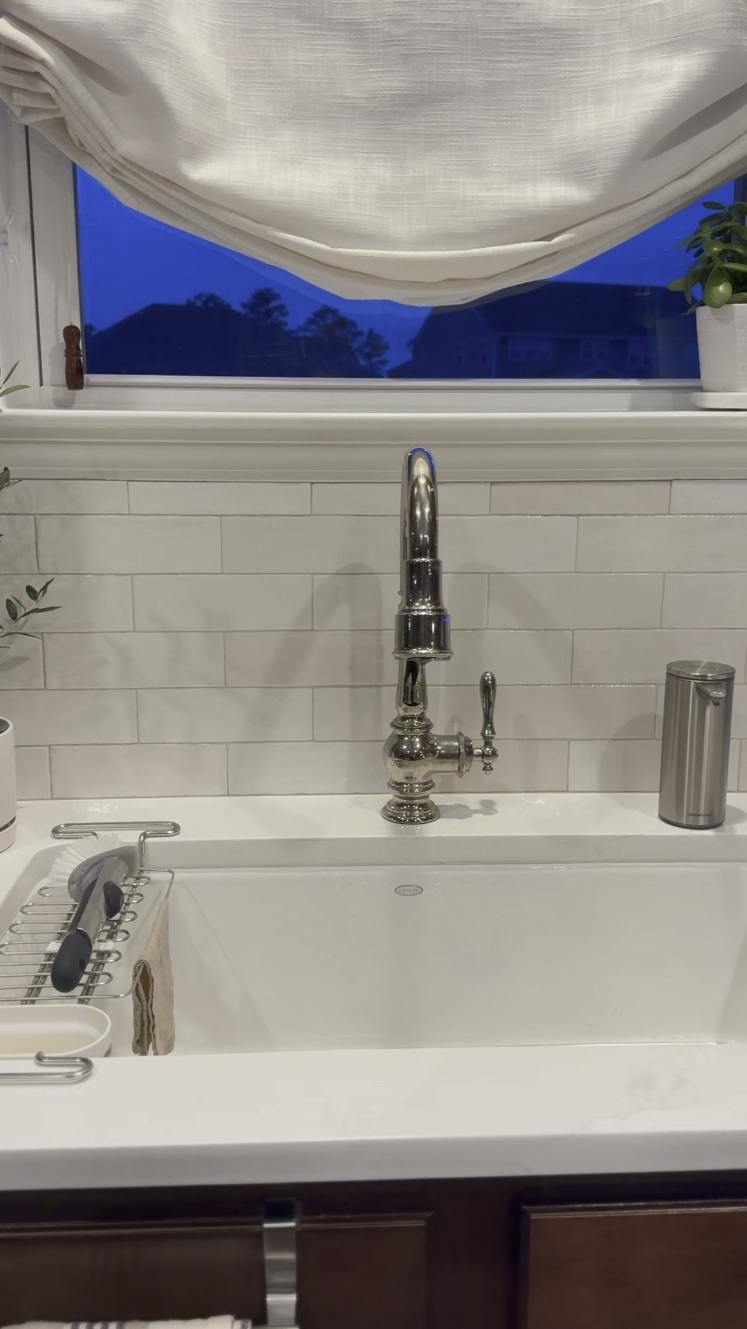 Kitchen cleanup is easy when you have a large, single basin sink! 
Simplehuman touch-less soap dispenser and dish rack keeps things neat and tidy. 

#LTKStyleTip #LTKHome