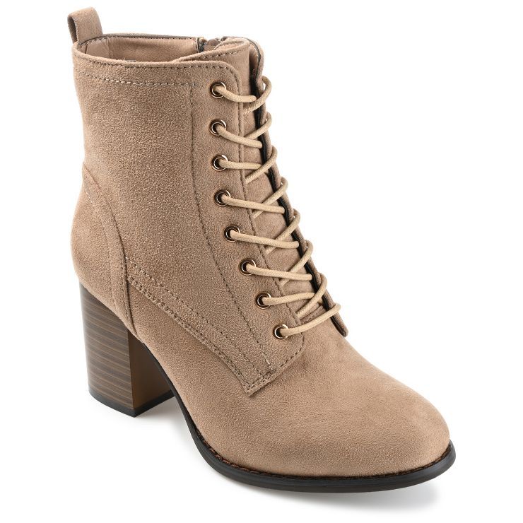 Journee Collection Womens Baylor Lace Up Stacked Heel Booties | Target