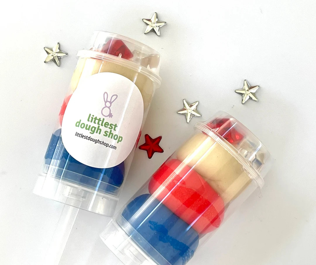 Red, White, and Blue Homemade Sensory Dough Push Pop | July 4th Push up Dough | Memorial Day | Pl... | Etsy (US)