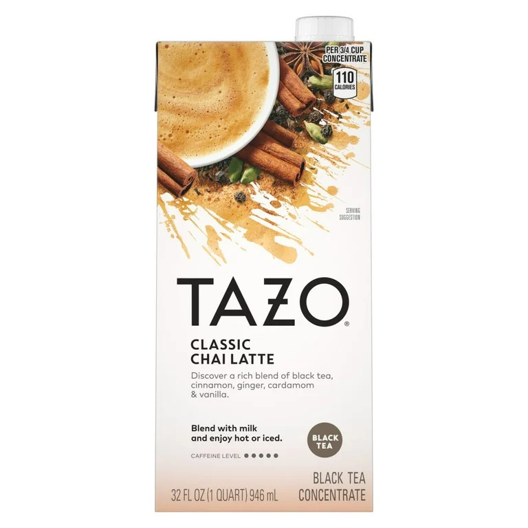 TAZO Chai Black Tea Concentrate Classic Latte, 32 fl oz Carton | Walmart (US)