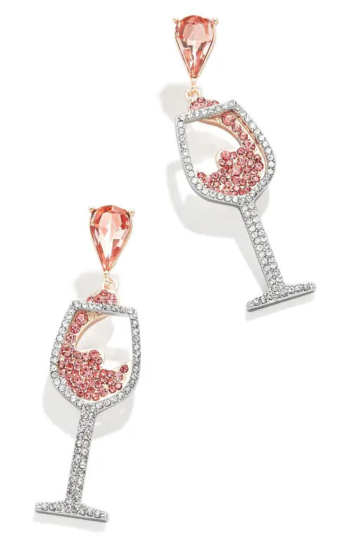 BaubleBar Rosé Wine Glass Statement Earrings in Pink at Nordstrom | Nordstrom