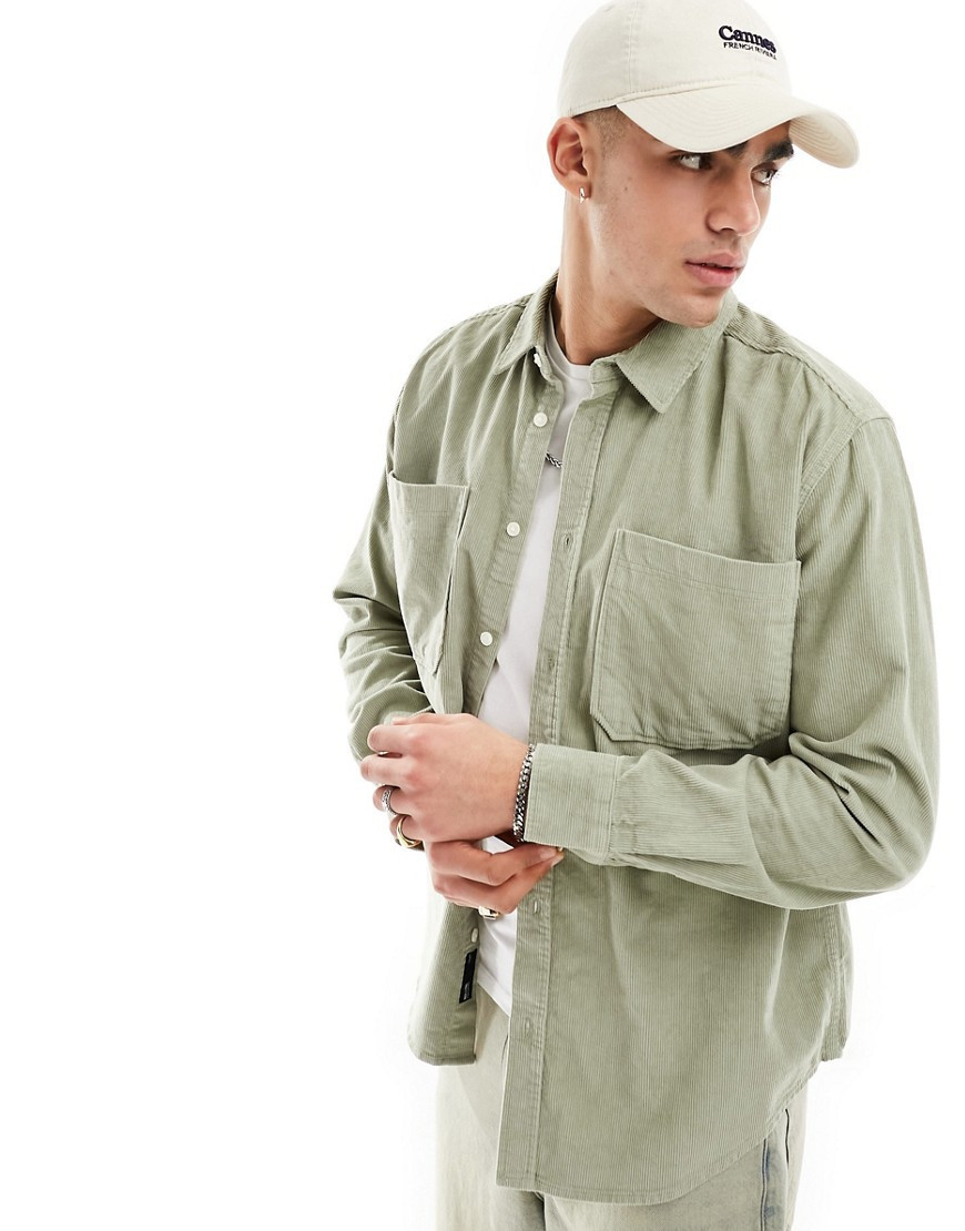 Only & Sons long sleeve cord shirt in green | ASOS (Global)