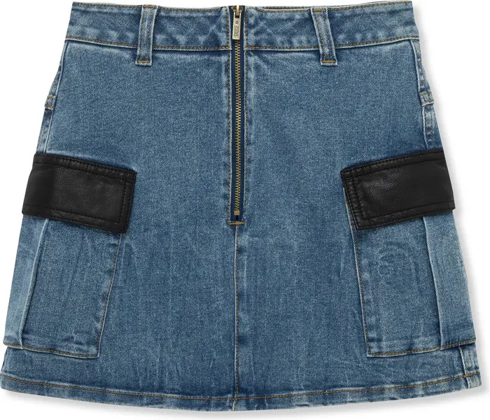 Truce Kids' Faux Leather Trim Denim Skirt | Nordstrom | Nordstrom