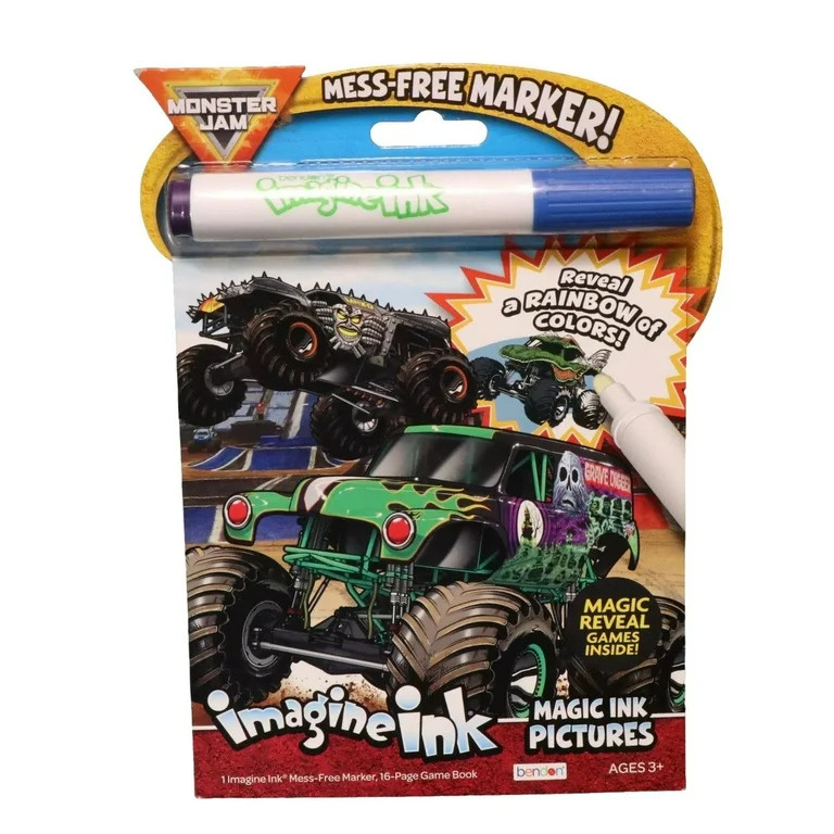 Monster Jam Imagine Ink 16 page Pictures and Game Book with Mess Free Marker | Walmart (US)