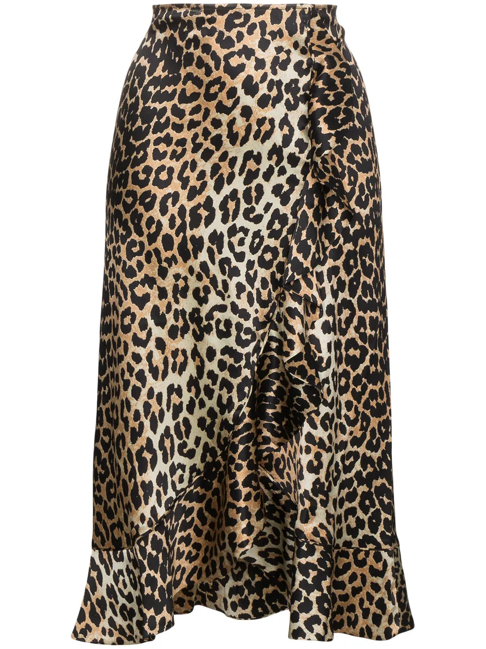 Ganni leopard print silk skirt - Brown | FarFetch US