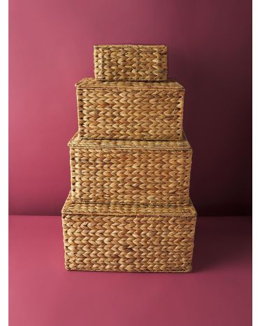 Natural Lidded Basket Collection | HomeGoods