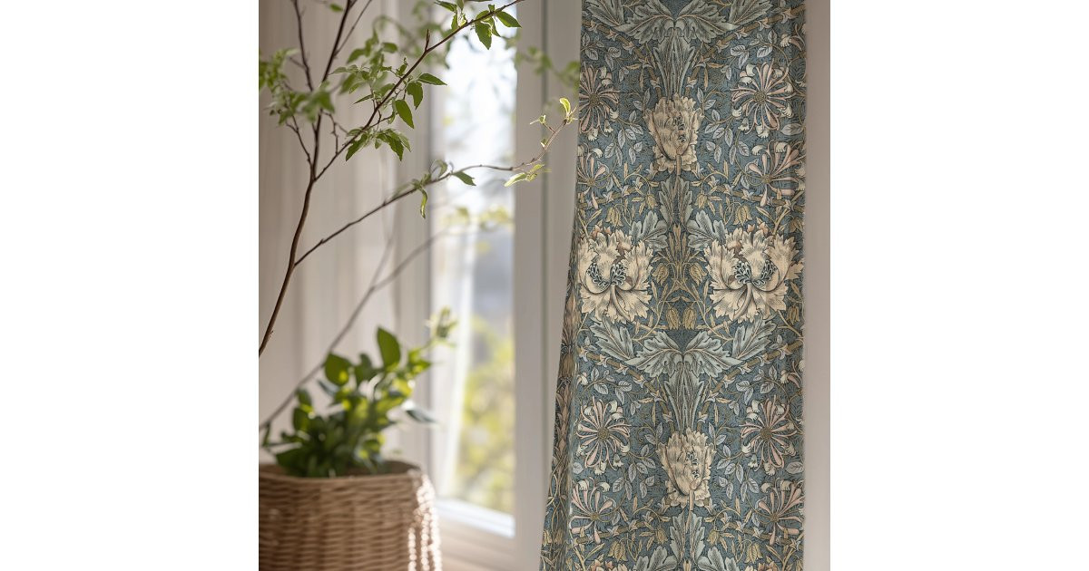 William Morris Honeysuckle Intricate Floral Sheer Curtains | Zazzle | Zazzle