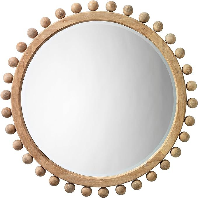 Overstock Alden Décor Orion Round Wood Mirror, Natural Natural Brown | Amazon (US)