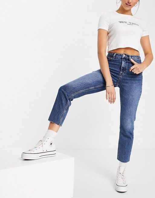Topshop straight leg jeans in mid wash | ASOS (Global)