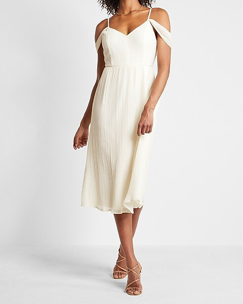 Pleated Chiffon Midi Dress | Express