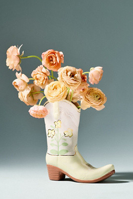Ruby Clay Cowboy Boot Vase | Anthropologie (US)