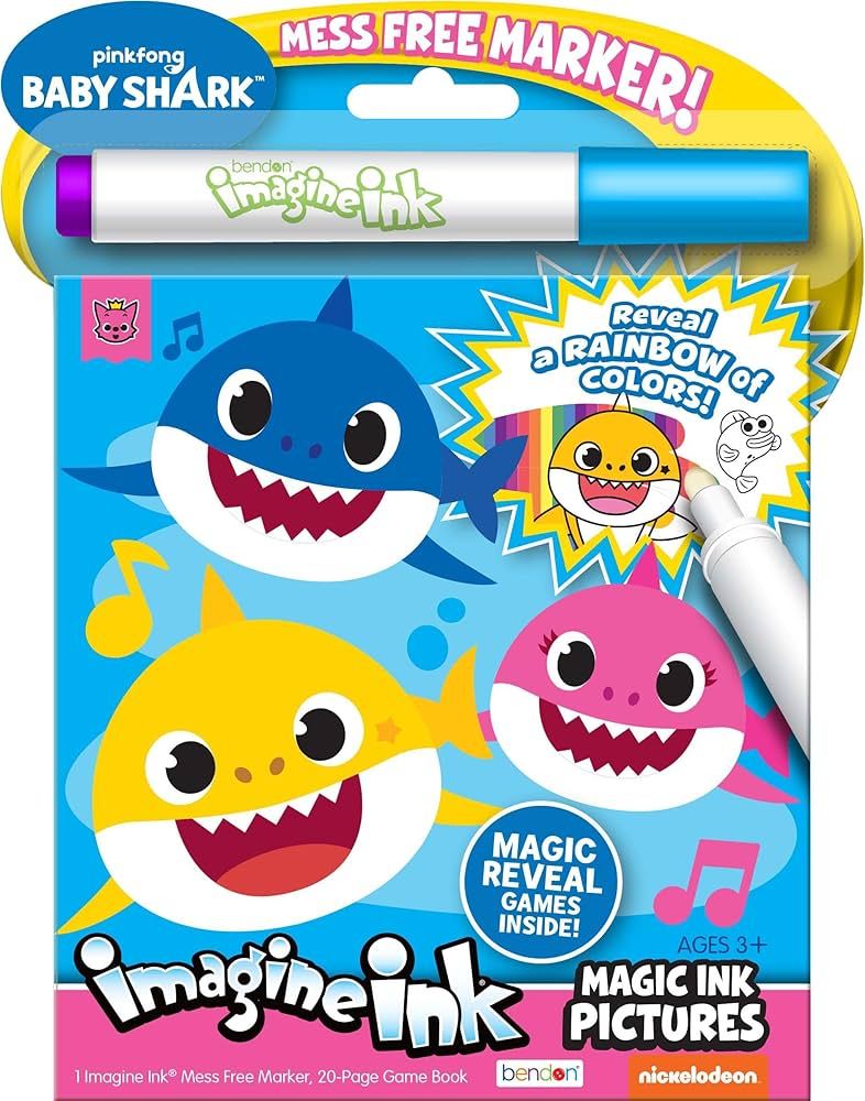 Bendon Imagine Ink Magic Ink Pictures and Game Book with Mess Free Marker (Baby Sharks) | Amazon (US)