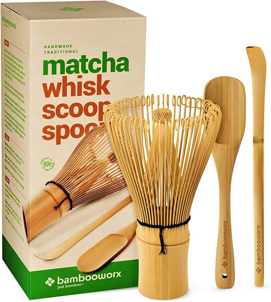 BambooWorx Matcha Whisk Set - Matcha Whisk (Chasen), Traditional Scoop (Chashaku), Tea Spoon. The... | Amazon (US)
