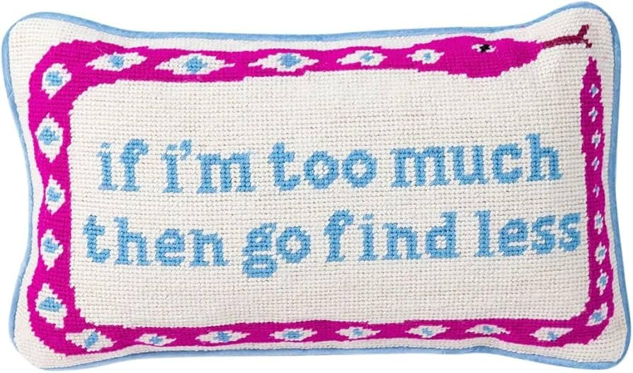 FURBISH Handmade Needlepoint Decorative Throw Pillow - Go Find Less - 9" x 15" - Small Embroidere... | Amazon (US)