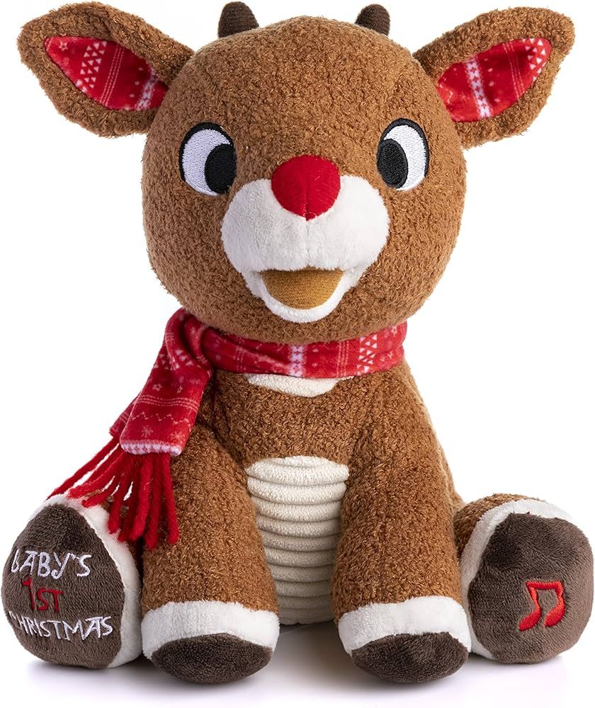 KIDS PREFERRED Santa Claus Rudolph The Red-Nosed Reindeer Musical Stuffed Animal, Baby's First Ch... | Amazon (US)